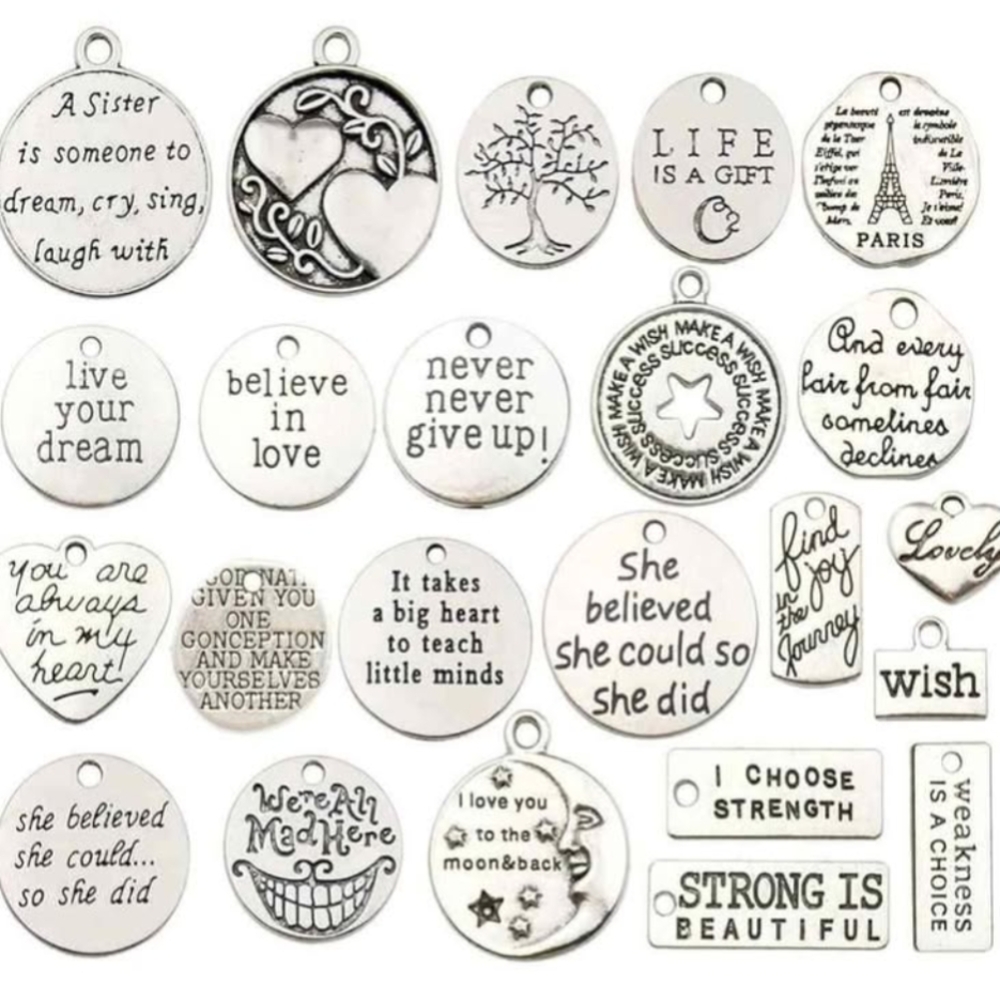 Inspirational Silver Tone Charms Set